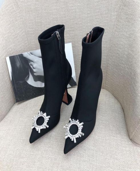 amina muaddi black stretchy sockstyle ankle boots sun buckled cubic heel pointed toes side zip leather sole booties for women lux6643230
amina muaddi black stretchy sockstyle ankle boots sun buckled cubic heel pointed toes side zip leather sole booties for women lux6643230
