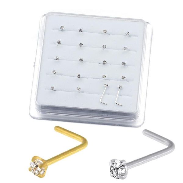 brooches 20pcs/box sterling l shape nose stud ring 2mm clear crystal nose piercing body jewelry, Gray
brooches 20pcs/box sterling l shape nose stud ring 2mm clear crystal nose piercing body jewelry, Gray