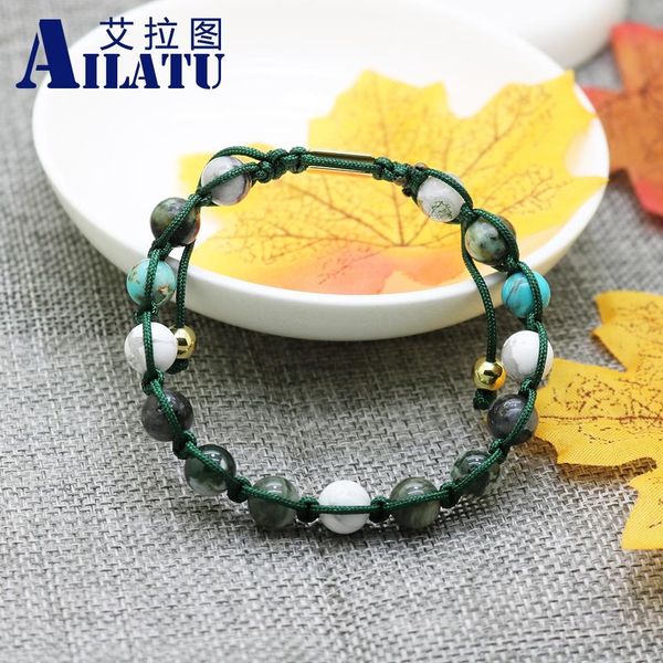 bangle ailatu new mix stones couples braided bracelet with 8mm natural energy stone bracelets, Black
bangle ailatu new mix stones couples braided bracelet with 8mm natural energy stone bracelets, Black