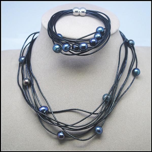 necklaces 1 sets women's chokers necklaces black freshwater pearl genuine black leather cord chains with magnetic clasps charms necklac, Silver
necklaces 1 sets women's chokers necklaces black freshwater pearl genuine black leather cord chains with magnetic clasps charms necklac, Silver