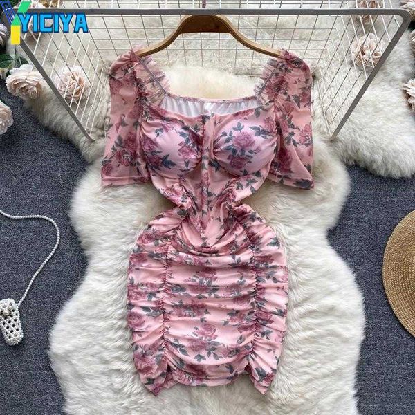 yiciya party dresses 2023 women's dress summer square collar puff sleeve vestidos french style slim folds floral print, White;black
yiciya party dresses 2023 women's dress summer square collar puff sleeve vestidos french style slim folds floral print, White;black