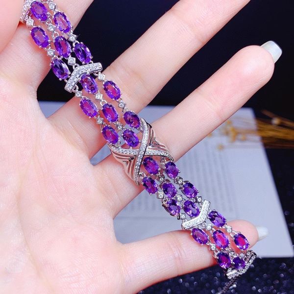 bangle ruzzallati 16+3cm silver color exquisite dazzling natural amethyst bracelet buckle charm tennis bangle bracelets for women gifts, Black
bangle ruzzallati 16+3cm silver color exquisite dazzling natural amethyst bracelet buckle charm tennis bangle bracelets for women gifts, Black