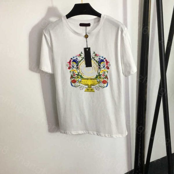 23ss womens designer clothing tee womens t-shirt round neck pure cotton colorful flowers bonsai printed short sleeve t-shirt womens clothes, White
23ss womens designer clothing tee womens t-shirt round neck pure cotton colorful flowers bonsai printed short sleeve t-shirt womens clothes, White