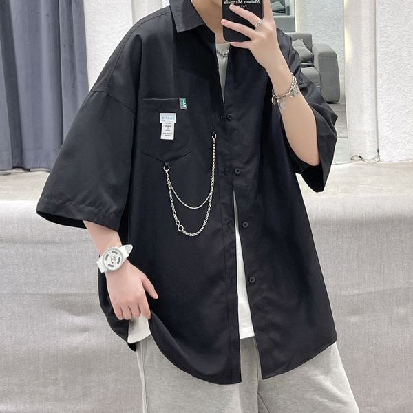 men's casual shirts hybskr oversized short sleeve shirt for men streetwear blouse harajuku chain fashion men's shirts korean cloth, White;black
men's casual shirts hybskr oversized short sleeve shirt for men streetwear blouse harajuku chain fashion men's shirts korean cloth, White;black