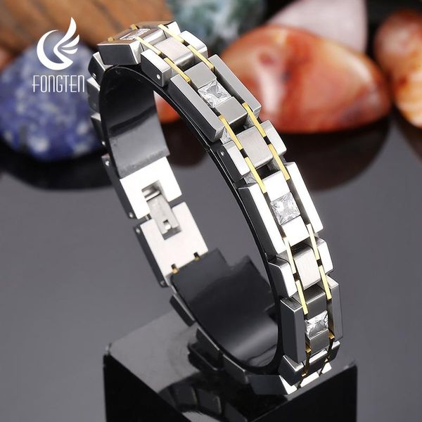 bangle fongten new watchband chain men bracelets silver color stainless steel cubic zircon brushed bracelets for men hip hop jewelry, Black
bangle fongten new watchband chain men bracelets silver color stainless steel cubic zircon brushed bracelets for men hip hop jewelry, Black
