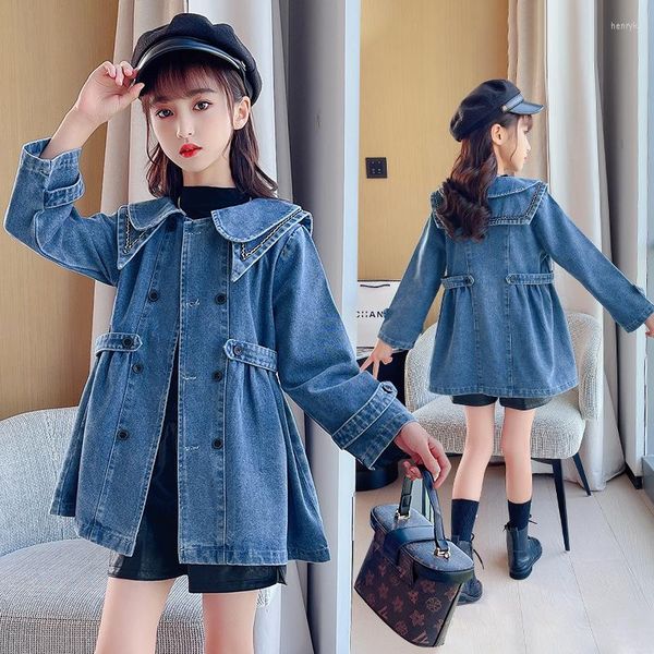 Denim Trench Coat for Girls, Double-Breasted Spring/Fall Jacket, Blue, Windbreaker, 10-12Y
Denim Trench Coat for Girls, Double-Breasted Spring/Fall Jacket, Blue, Windbreaker, 10-12Y