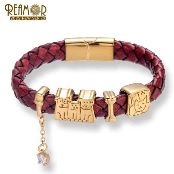 bangle reamor cute pet couple charms bracelet women stainless steel gold color dog cat genuine leather bracelets men femme jewelry, Black
bangle reamor cute pet couple charms bracelet women stainless steel gold color dog cat genuine leather bracelets men femme jewelry, Black