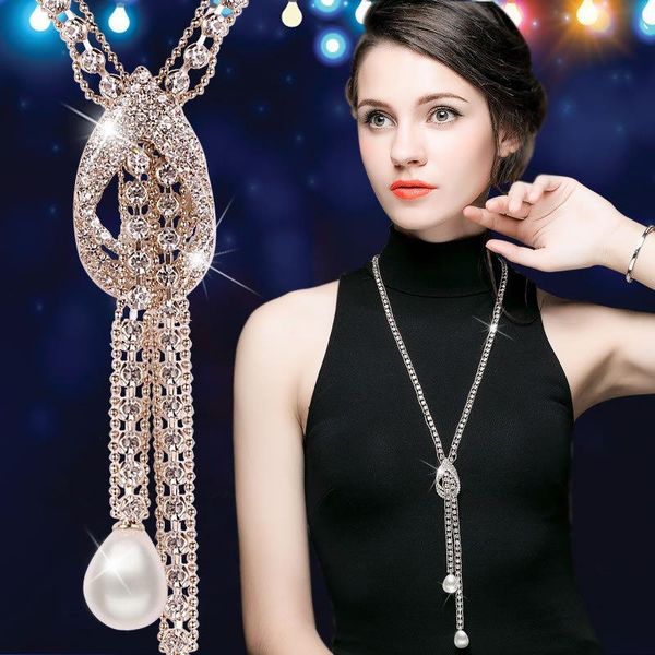 necklaces long decorative pendant women's jewelry korea 100 with pendant crystal necklace fashion sweater chain, Silver
necklaces long decorative pendant women's jewelry korea 100 with pendant crystal necklace fashion sweater chain, Silver