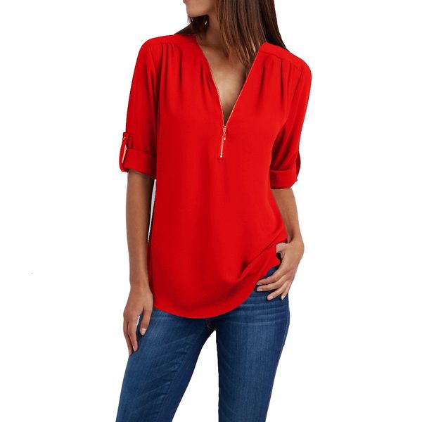 women's blouses shirts zipper long sleeve women shirts v neck solid womens and blouses casual tee shirts female clothes plus size 5xl, White
women's blouses shirts zipper long sleeve women shirts v neck solid womens and blouses casual tee shirts female clothes plus size 5xl, White