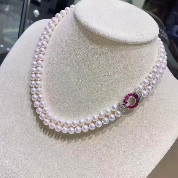necklaces 2rows freshwater pearl white near round 78mm +red zircon hook necklace 4345cm fppj, Silver
necklaces 2rows freshwater pearl white near round 78mm +red zircon hook necklace 4345cm fppj, Silver