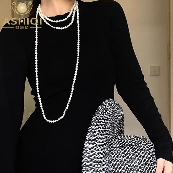necklaces ashiqi 200cm long natural baroque freshwater pearl necklace multiple ways of wearing sweater chain jewelry for women gift, Silver
necklaces ashiqi 200cm long natural baroque freshwater pearl necklace multiple ways of wearing sweater chain jewelry for women gift, Silver