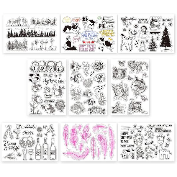 polish 9 sheets mixed clear stamps transparent silicone stamps set for card making decor diy scrapbook tropical fish cat feather animal, Blue
polish 9 sheets mixed clear stamps transparent silicone stamps set for card making decor diy scrapbook tropical fish cat feather animal, Blue