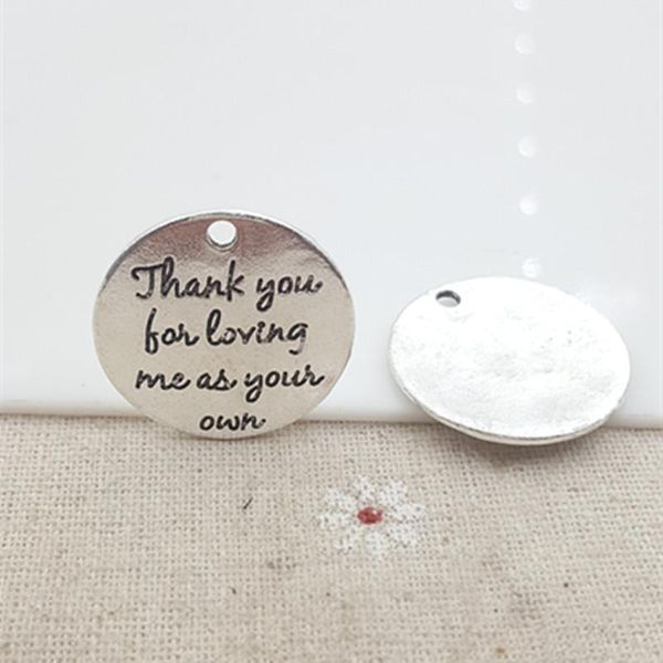 other 50pcs 25mm ancient silver heart shape lettering thank you for loving me as your own charm pendant for bracelet diy jewelry 
other 50pcs 25mm ancient silver heart shape lettering thank you for loving me as your own charm pendant for bracelet diy jewelry
