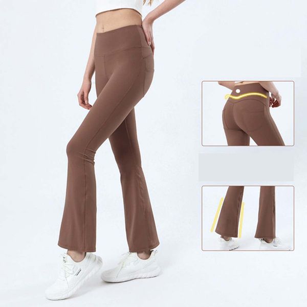 

women yoga flared pants groove summer ladies high waist slim fit belly bell-bottom trousers shows legs long yoga ll2303