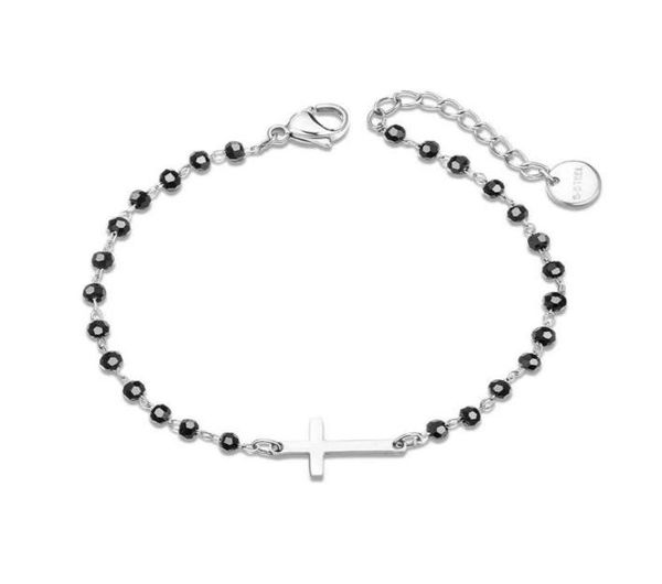 black crystal chain cross charm bracelet for women gold stainless steel religion jesus christmas gift jewelry 2021trend8341230