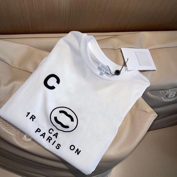 

Channel Womens Mens T-shirt Paris Trendy Clothing C Letter Graphic Print Couple Summer 100% Cotton Round Neck 3XL 4XL Short Sleeve Shirt, Black