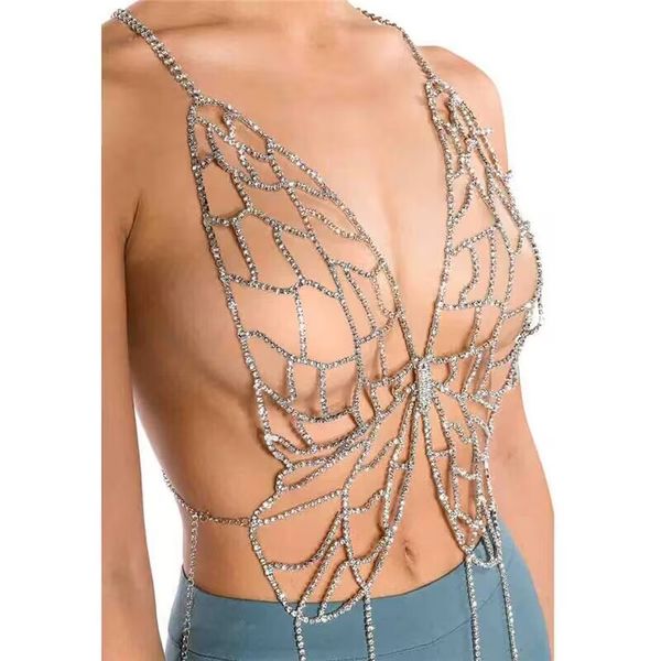erotic shiny bikini butterfly bra chain rhinestone underwear body chain rhinestone stage nightclub performance clothes 1187, Silver
erotic shiny bikini butterfly bra chain rhinestone underwear body chain rhinestone stage nightclub performance clothes 1187, Silver