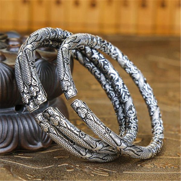bangle new s999 pure silver women's bracelet national style retro solid men's open bracelet lovers personalized silver jewelry gif, Black
bangle new s999 pure silver women's bracelet national style retro solid men's open bracelet lovers personalized silver jewelry gif, Black