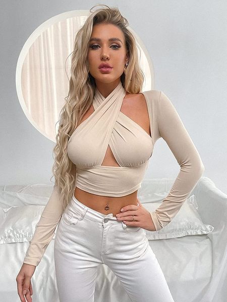 womens blouses shirts vintage crop women long sleeve cross halter hollow out corset autumn elegant and female 230519, White
womens blouses shirts vintage crop women long sleeve cross halter hollow out corset autumn elegant and female 230519, White