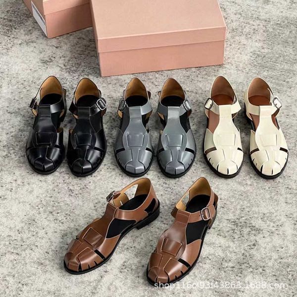 spanish niche hereu genuine leather flat bottomed mary jane woven sandals women's straight buckle roman shoes, Black
spanish niche hereu genuine leather flat bottomed mary jane woven sandals women's straight buckle roman shoes, Black