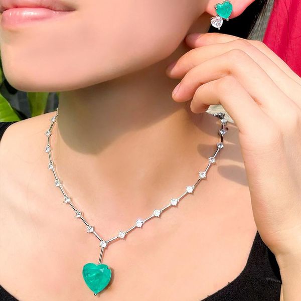 necklace cwwzircons popular big light blue cz crystal love heart shaped necklace and earrings romantic jewelry sets for ladies gift t640, Silver
necklace cwwzircons popular big light blue cz crystal love heart shaped necklace and earrings romantic jewelry sets for ladies gift t640, Silver