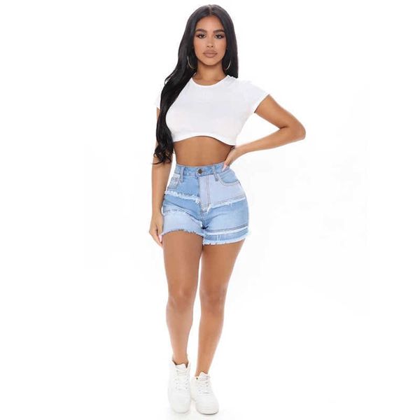 2022 spring street fashion trendsetter wash hair beard women's light denim shorts, White;black
2022 spring street fashion trendsetter wash hair beard women's light denim shorts, White;black
