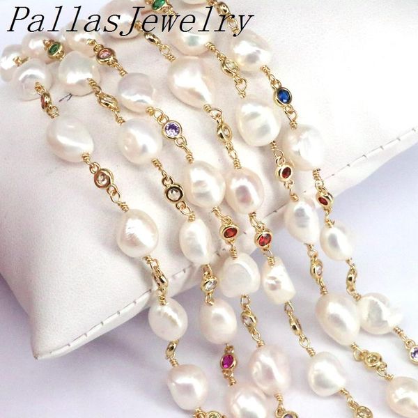 necklaces 3 meters popular natural freshwater pearl colorful cz chain gold filled pearl rosary beads chain for necklace bracelet, Silver
necklaces 3 meters popular natural freshwater pearl colorful cz chain gold filled pearl rosary beads chain for necklace bracelet, Silver