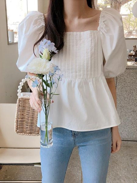 womens blouses shirts women korean fashion vintage puff sleeve y2k ladies square collar pleated white summer blusas mujer de 230519
womens blouses shirts women korean fashion vintage puff sleeve y2k ladies square collar pleated white summer blusas mujer de 230519
