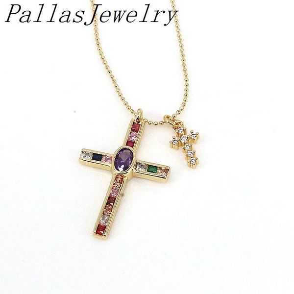 necklaces 5pcs trendy rainbow cross pendant necklace for women copper zircon crystal gold chain necklace classic jewelry gift, Silver
necklaces 5pcs trendy rainbow cross pendant necklace for women copper zircon crystal gold chain necklace classic jewelry gift, Silver