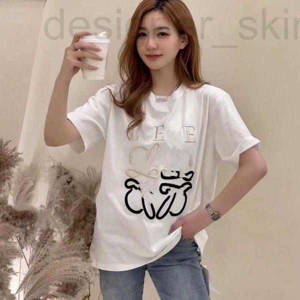 women's t-shirt designer short sleeved t-shirt with large embroidery on the chest leo new round neck pullofor couples in summer of 2023, White
women's t-shirt designer short sleeved t-shirt with large embroidery on the chest leo new round neck pullofor couples in summer of 2023, White