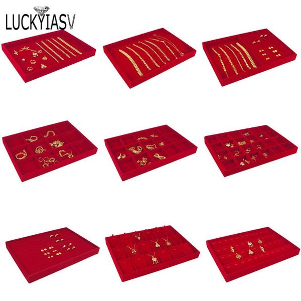 boxes new arrival red velvet jewelry tray jewellery display box necklace earring pendant stud organizer other accessories show case, Black;white
boxes new arrival red velvet jewelry tray jewellery display box necklace earring pendant stud organizer other accessories show case, Black;white