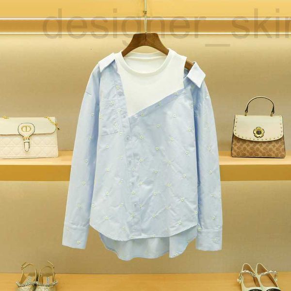women's blouses & shirts designer fake two solid color brushed 2023 commuter wear embroidery long sleeve cotton smpu, White
women's blouses & shirts designer fake two solid color brushed 2023 commuter wear embroidery long sleeve cotton smpu, White