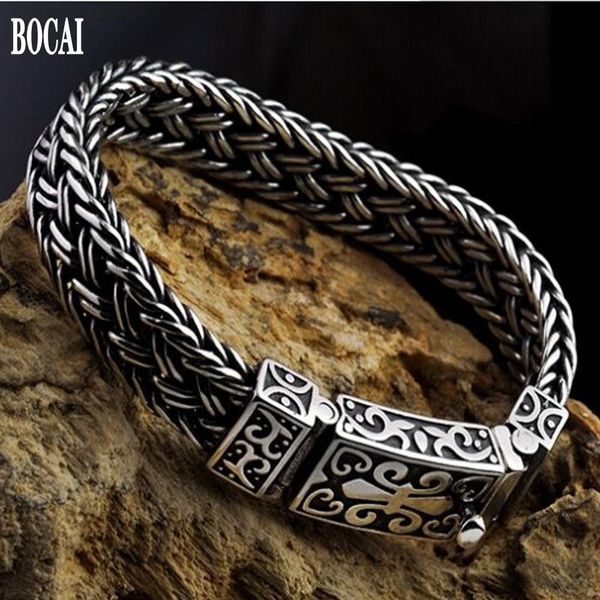 bangle bocai new real solid s925 pure silver bracelet for man personality woven bracelet domineering retro fashion man bracelet, Black 
bangle bocai new real solid s925 pure silver bracelet for man personality woven bracelet domineering retro fashion man bracelet, Black