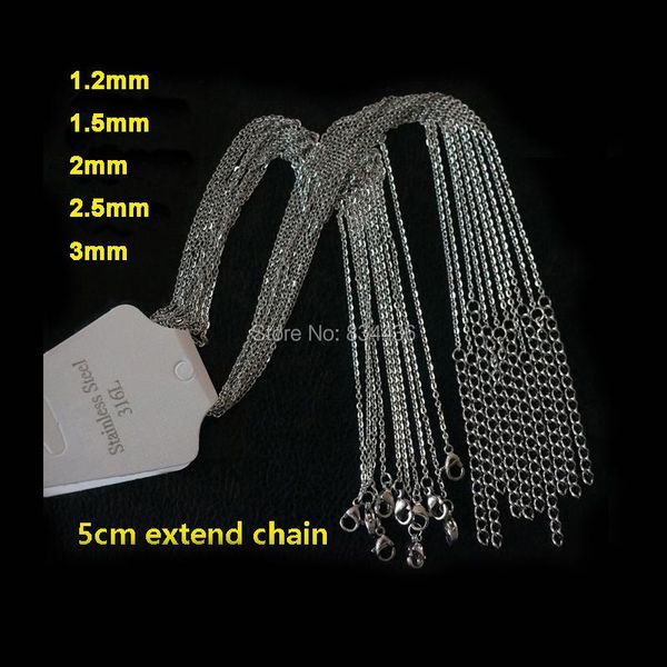 necklaces 50pcs good quality 1.2 1.5 2 3mm 316l stainless steel pendant necklaces link chains wholesale women men's diy jewelry bulk lo, Silver
necklaces 50pcs good quality 1.2 1.5 2 3mm 316l stainless steel pendant necklaces link chains wholesale women men's diy jewelry bulk lo, Silver