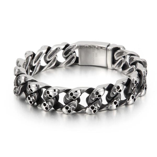 bangle 15mm skull bone cuban chain bracelet men punk rock fashion jewelry, Black
bangle 15mm skull bone cuban chain bracelet men punk rock fashion jewelry, Black