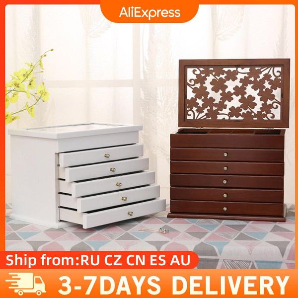 boxes multilayer big 6 layers wooden jewelry box jewelry display casket earrings ring boxes jewelry organizer gift box white/brown, Black;white
boxes multilayer big 6 layers wooden jewelry box jewelry display casket earrings ring boxes jewelry organizer gift box white/brown, Black;white
