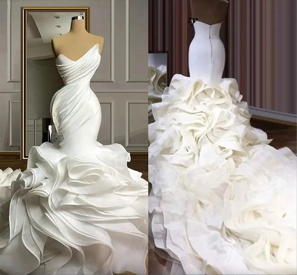 gorgeous ruffles long mermaid wedding dresses for women sweetheart lace-up back plus size vestidos de novia fishtail skirt pleated bridal re, White
gorgeous ruffles long mermaid wedding dresses for women sweetheart lace-up back plus size vestidos de novia fishtail skirt pleated bridal re, White