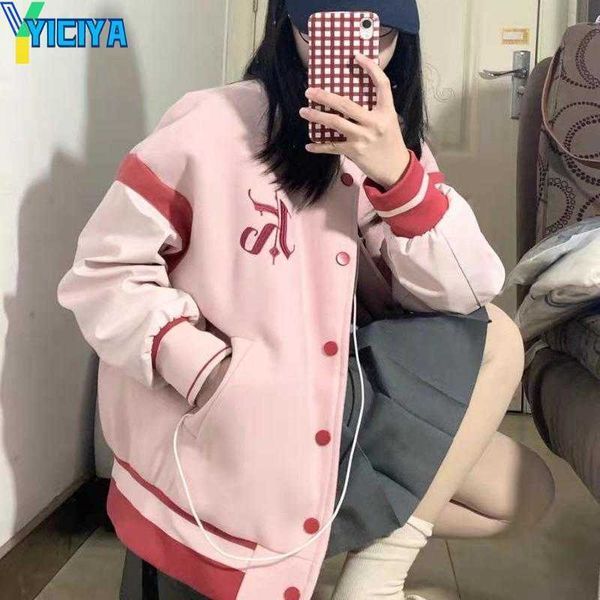 yiciya women's jackets korean style pink bomber harajuku streetwear kpop embroidery oversized coat preppy fashion kawaii jacket female, Black;brown
yiciya women's jackets korean style pink bomber harajuku streetwear kpop embroidery oversized coat preppy fashion kawaii jacket female, Black;brown