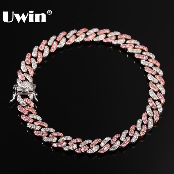 bangle uwin men women bracelet 9mm iced out rose gold silver color cuban link with white pink cubic zirconia bracelets jewelry, Black
bangle uwin men women bracelet 9mm iced out rose gold silver color cuban link with white pink cubic zirconia bracelets jewelry, Black