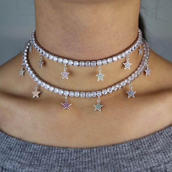 necklaces new delicate rainbow colorful cz star drop cz tennis chain necklace for women girl fashion iced out hip hop bling charm jewelry, Silver
necklaces new delicate rainbow colorful cz star drop cz tennis chain necklace for women girl fashion iced out hip hop bling charm jewelry, Silver