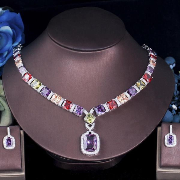 necklace threegraces luxury multicolor cubic zirconia big geometric square earrings necklace bridal wedding jewelry set for brides t0633, Silver
necklace threegraces luxury multicolor cubic zirconia big geometric square earrings necklace bridal wedding jewelry set for brides t0633, Silver