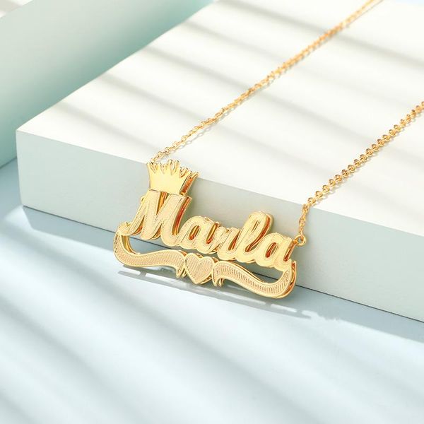 necklaces custom crown heart double layer pendant customized name necklace double gold plated chain personalized 3d nameplate charmjewelry, Silver
necklaces custom crown heart double layer pendant customized name necklace double gold plated chain personalized 3d nameplate charmjewelry, Silver