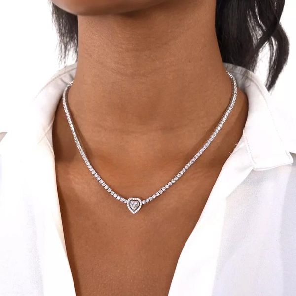 necklaces 3mm cubic zirconia 5a cz tennis chain halo heart charm iced out bling valentine's day gift wedding bridal sparking necklace, Silver
necklaces 3mm cubic zirconia 5a cz tennis chain halo heart charm iced out bling valentine's day gift wedding bridal sparking necklace, Silver