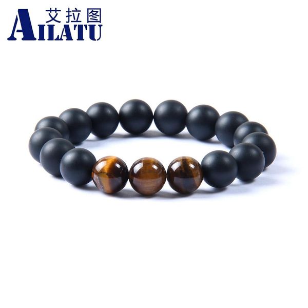 bangle ailatu jewelry 10pcs/lot 12mm lava rock matte onyx stone beads with yellow tiger eye stone lucky energy bracelet for cool men, Black
bangle ailatu jewelry 10pcs/lot 12mm lava rock matte onyx stone beads with yellow tiger eye stone lucky energy bracelet for cool men, Black