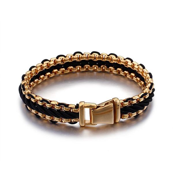 bangle gold color stainless steel biker bracelet men women 12mm wide wrap leather braid bracelets male jewelry armband wristband, Black
bangle gold color stainless steel biker bracelet men women 12mm wide wrap leather braid bracelets male jewelry armband wristband, Black