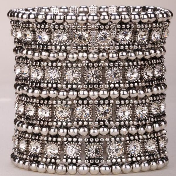 bangle multilayer stretch cuff bracelet 5 row wide full crystal beaded bling wedding bridal jewelry gold elastic strand wrist bangle, Black
bangle multilayer stretch cuff bracelet 5 row wide full crystal beaded bling wedding bridal jewelry gold elastic strand wrist bangle, Black