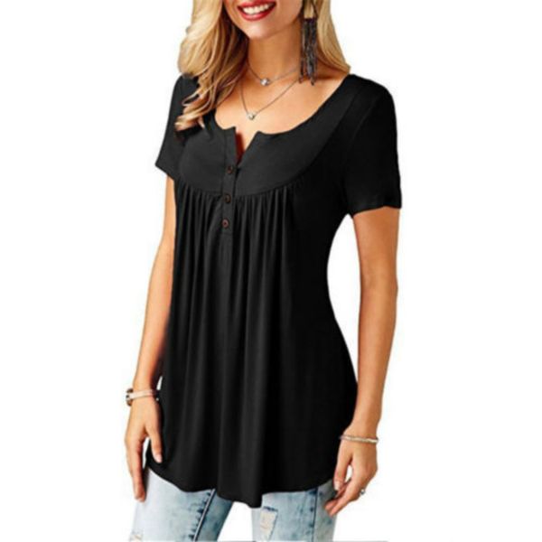 women's tshirt women fashion solid color loose pleated casual short sleeve tshirt sumemr button vneck soft pullover est trendy 230520, White
women's tshirt women fashion solid color loose pleated casual short sleeve tshirt sumemr button vneck soft pullover est trendy 230520, White