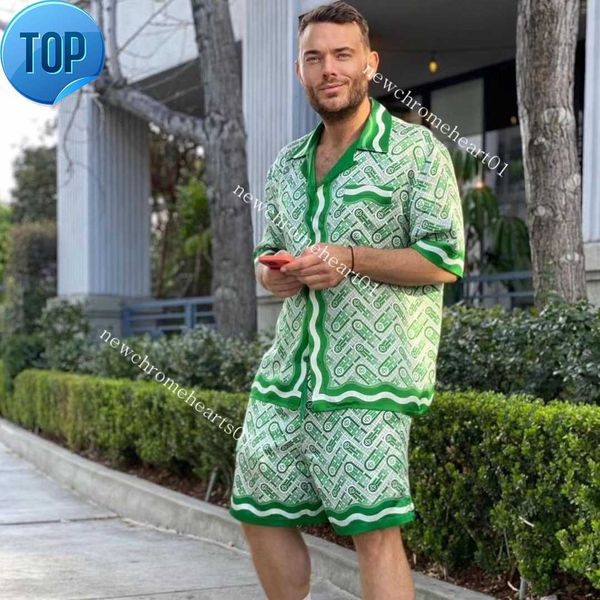 fashionmen's shorts 2022ss casablanca hawaiian grassland green beach shorts casual pants short sleeves sets, White;black
fashionmen's shorts 2022ss casablanca hawaiian grassland green beach shorts casual pants short sleeves sets, White;black