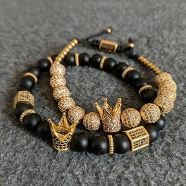 bangle 2pcs/set crown bracelets 8mm cubic micro pave cz ball braiding man black matte stone luxury jewelry pulseira bileklik
bangle 2pcs/set crown bracelets 8mm cubic micro pave cz ball braiding man black matte stone luxury jewelry pulseira bileklik