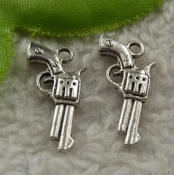 other 240 pieces antique silver handgun charms 21x11mm #4221
